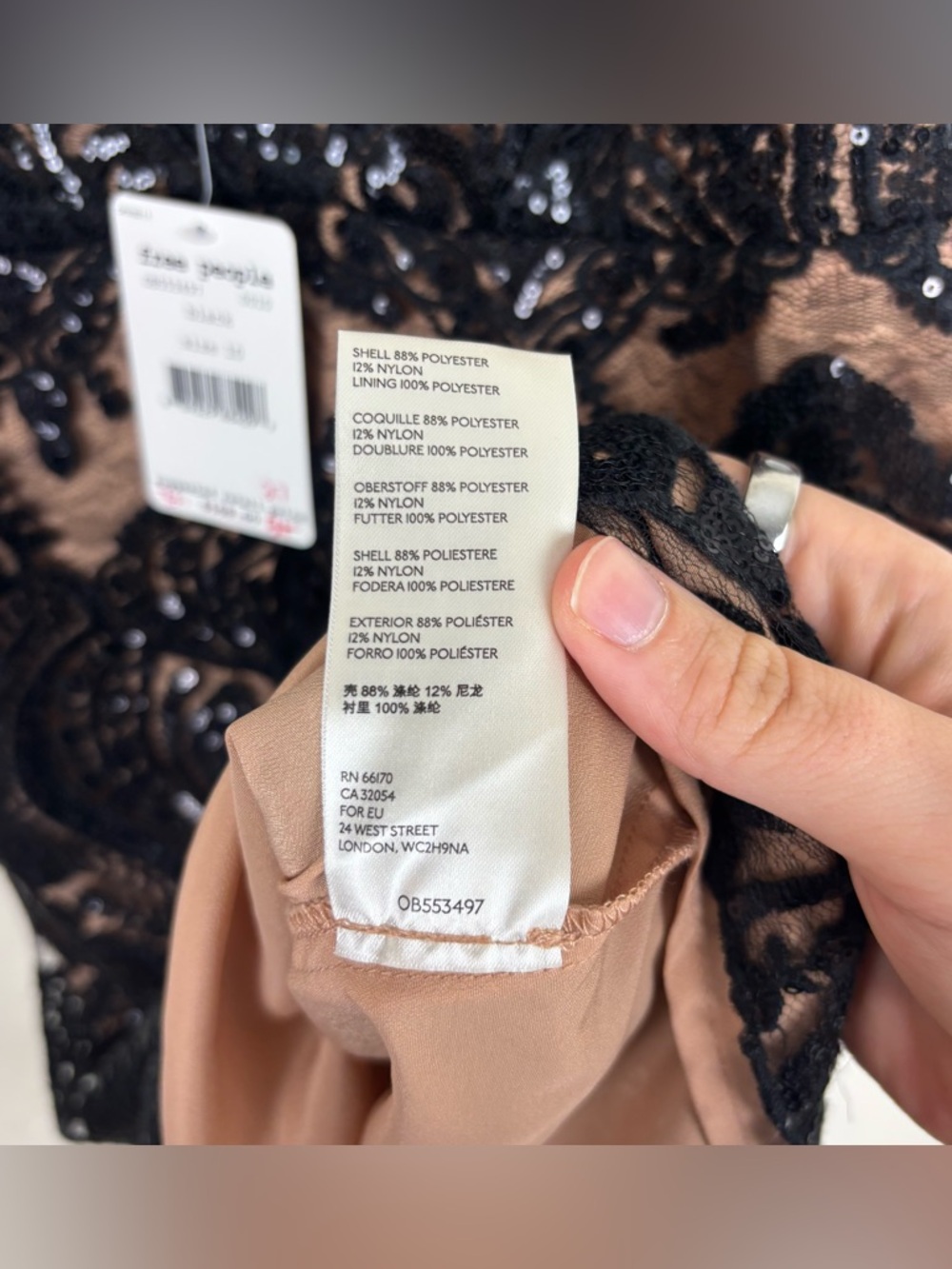 Free People Night Shimmers Black Lace Sequin Mini Dress Women’s Size 10 NWT LBD - Picture 8 of 8